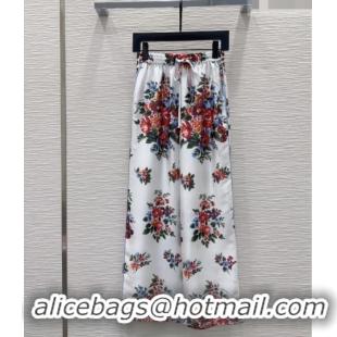 Reasonable Price Dolce & Gabbana Printed Silk Pants DG042302 White 2026