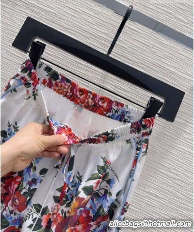 Reasonable Price Dolce & Gabbana Printed Silk Pants DG042302 White 2026