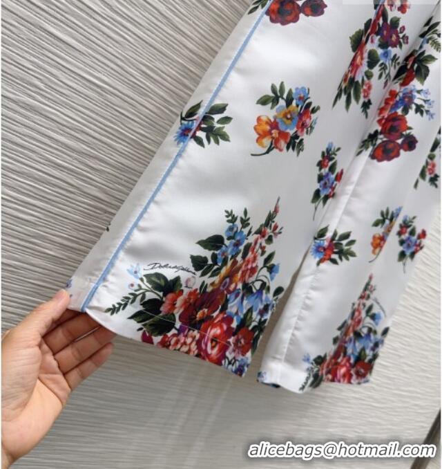 Reasonable Price Dolce & Gabbana Printed Silk Pants DG042302 White 2026