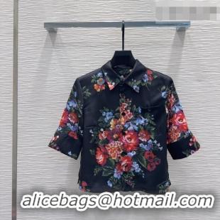 Well Crafted Dolce & Gabbana Printed Silk Short Shirt DG042302 Black 2026