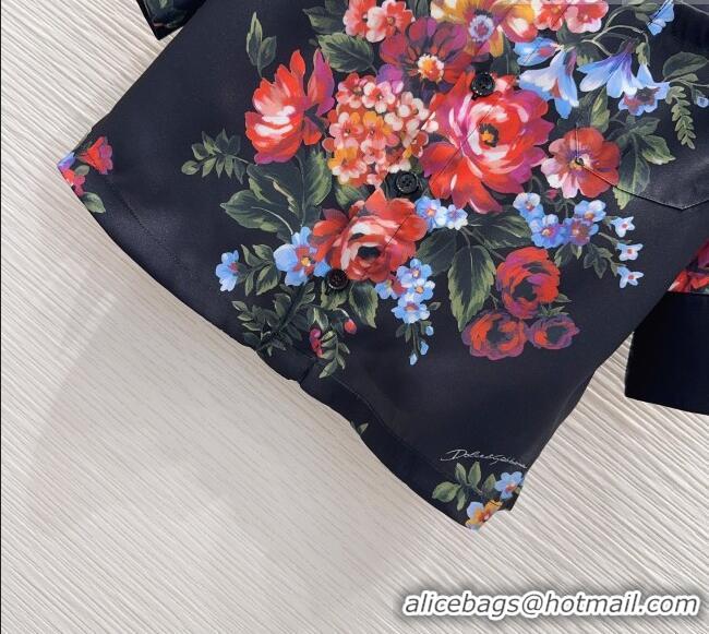 Well Crafted Dolce & Gabbana Printed Silk Short Shirt DG042302 Black 2026