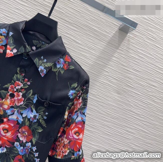 Well Crafted Dolce & Gabbana Printed Silk Short Shirt DG042302 Black 2026