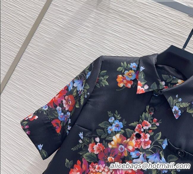 Well Crafted Dolce & Gabbana Printed Silk Short Shirt DG042302 Black 2026