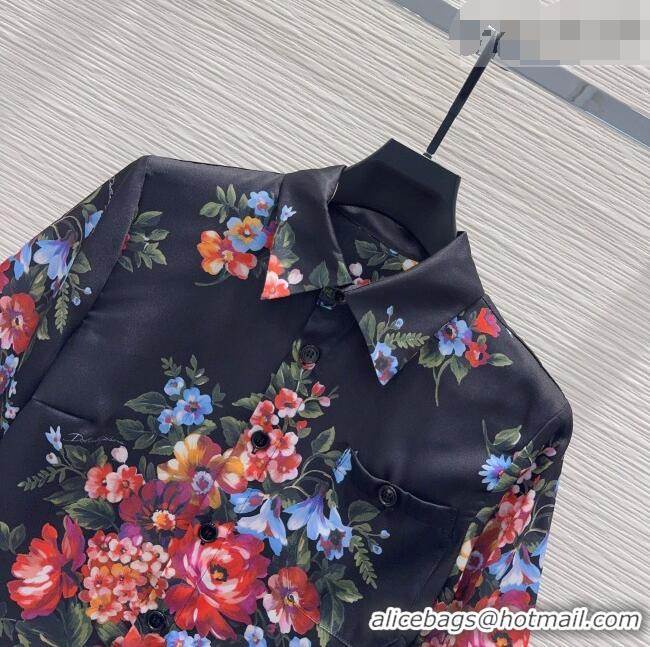 Well Crafted Dolce & Gabbana Printed Silk Short Shirt DG042302 Black 2026