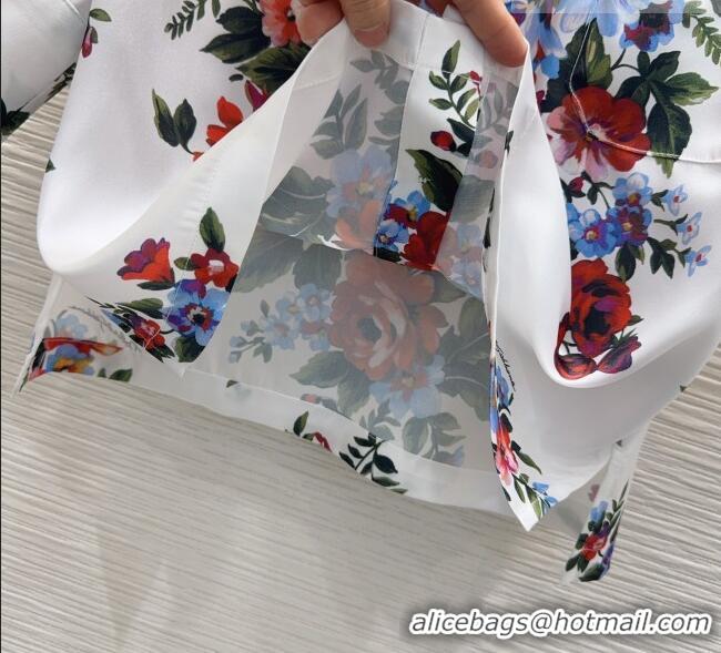 Best Product Dolce & Gabbana Printed Silk Short Shirt DG042302 White 2026