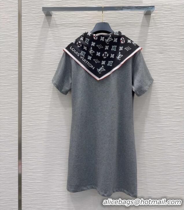 Luxury Cheap Louis Vuitton Cotton Dress with Scarf LV42110 Grey 2026