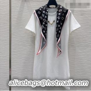 Best Quality Louis Vuitton Cotton Dress with Scarf LV42109 White 2026