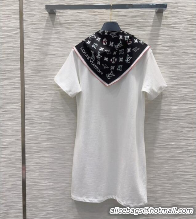 Best Quality Louis Vuitton Cotton Dress with Scarf LV42109 White 2026