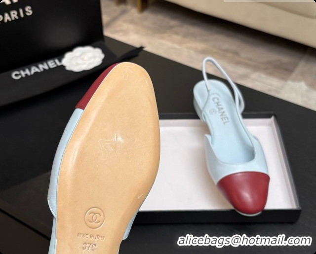 Big Enough Chanel Crocodile Pattern Calfskin & Patent Leather Slingbacks Flat CH072744 Light Blue/Burgundy 2026