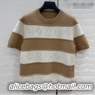 Big Discount Louis Vuitton Monogram Wool & Cashmere Short-sleeved Sweater LV041404 Brown 2026