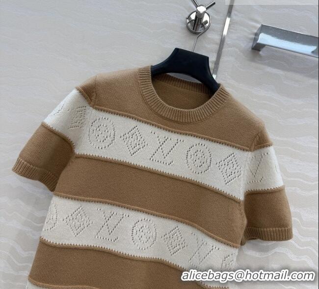 Big Discount Louis Vuitton Monogram Wool & Cashmere Short-sleeved Sweater LV041404 Brown 2026