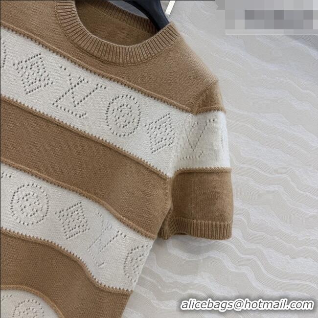 Big Discount Louis Vuitton Monogram Wool & Cashmere Short-sleeved Sweater LV041404 Brown 2026