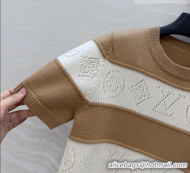 Big Discount Louis Vuitton Monogram Wool & Cashmere Short-sleeved Sweater LV041404 Brown 2026