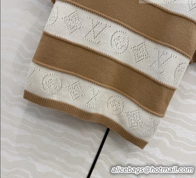 Big Discount Louis Vuitton Monogram Wool & Cashmere Short-sleeved Sweater LV041404 Brown 2026