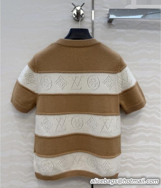 Big Discount Louis Vuitton Monogram Wool & Cashmere Short-sleeved Sweater LV041404 Brown 2026