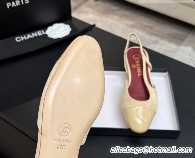 Durable Chanel Suede & Patent Leather Slingbacks Flat CH072745 Beige 2026