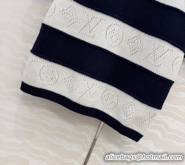 Inexpensive Louis Vuitton Monogram Wool & Cashmere Short-sleeved Sweater LV041405 Deep Blue 2026