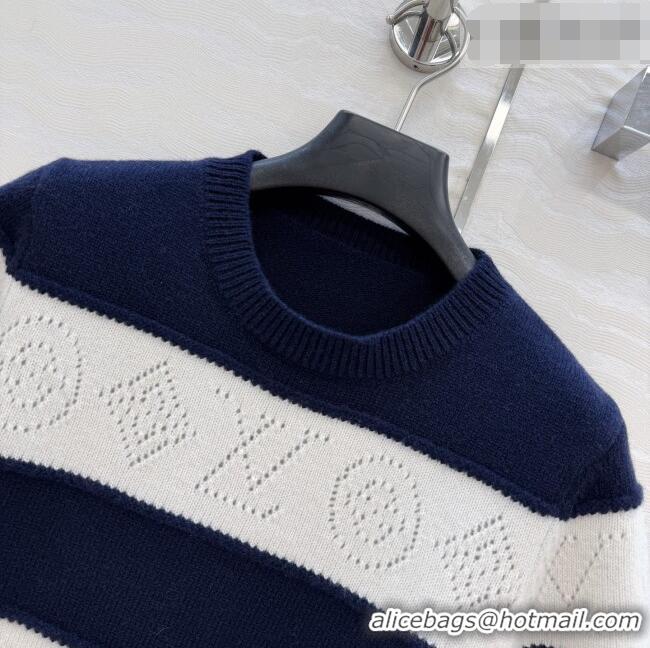 Inexpensive Louis Vuitton Monogram Wool & Cashmere Short-sleeved Sweater LV041405 Deep Blue 2026
