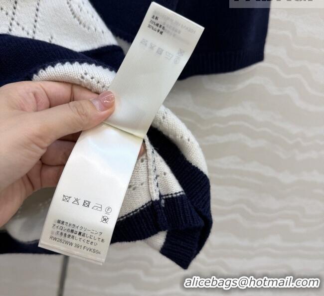 Inexpensive Louis Vuitton Monogram Wool & Cashmere Short-sleeved Sweater LV041405 Deep Blue 2026
