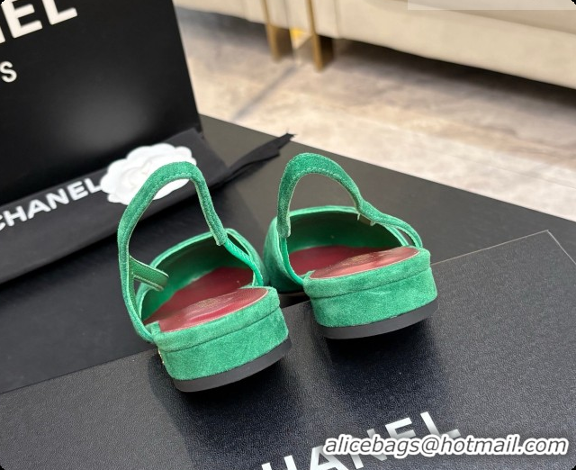 Buy Discount Chanel Suede & Patent Leather Slingbacks Flat CH072746 Green 2026