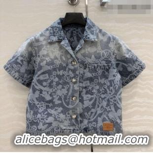 Grade Quality Louis Vuitton Denim Short-sleeved Jacket LV041435 Blue 2026