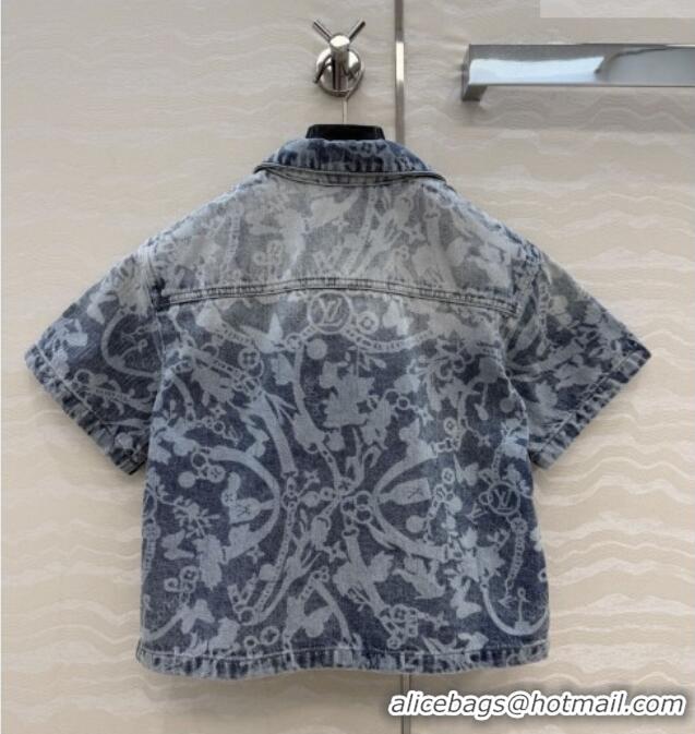 Grade Quality Louis Vuitton Denim Short-sleeved Jacket LV041435 Blue 2026