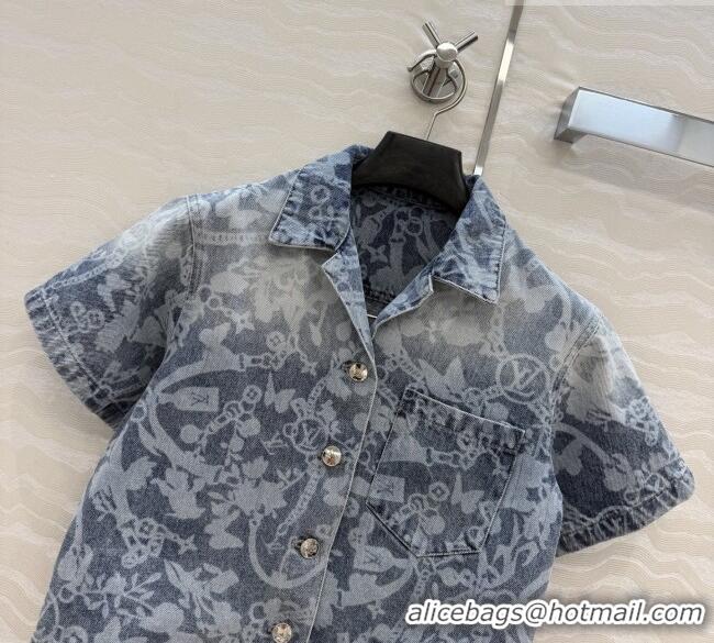 Grade Quality Louis Vuitton Denim Short-sleeved Jacket LV041435 Blue 2026