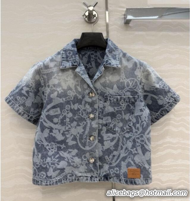 Grade Quality Louis Vuitton Denim Short-sleeved Jacket LV041435 Blue 2026