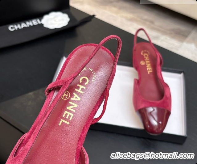 Good Quality Chanel Suede & Patent Leather Slingbacks Flat CH072746 Burgundy 2026