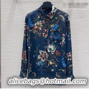 Best Grade Louis Vuitton Printed Shirt LV041438 Deep Blue 2026