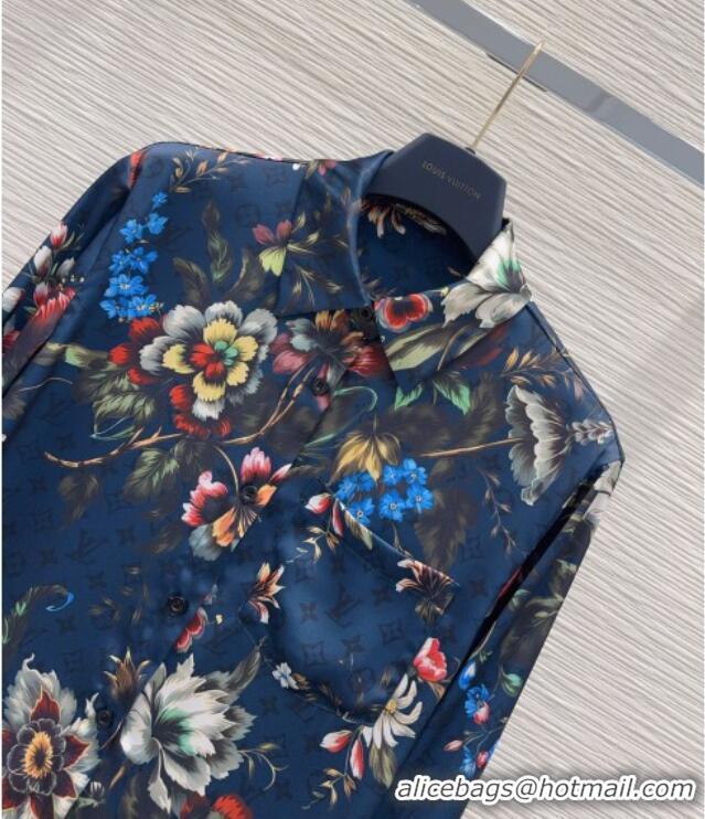Best Grade Louis Vuitton Printed Shirt LV041438 Deep Blue 2026