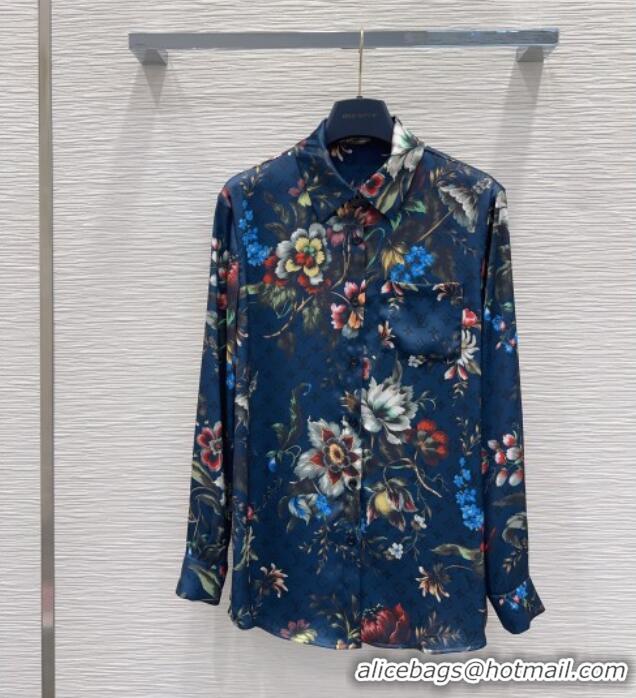 Best Grade Louis Vuitton Printed Shirt LV041438 Deep Blue 2026