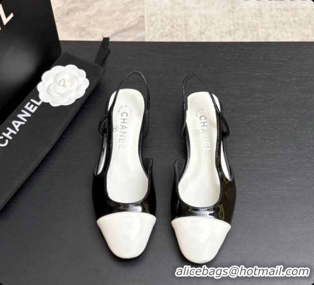 Low Price Chanel Patent Leather Slingbacks Flat CH072749 Black 2026