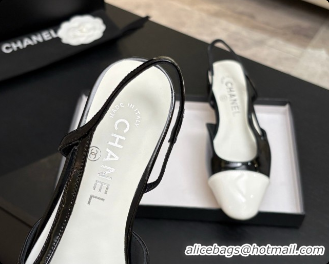 Low Price Chanel Patent Leather Slingbacks Flat CH072749 Black 2026