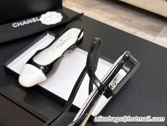 Low Price Chanel Patent Leather Slingbacks Flat CH072749 Black 2026