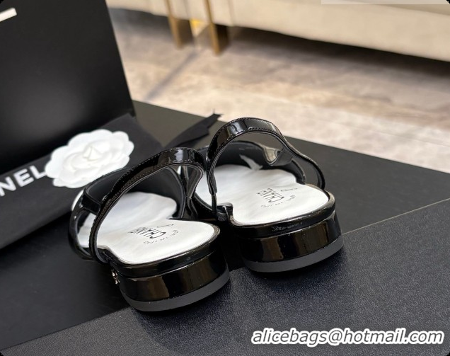 Low Price Chanel Patent Leather Slingbacks Flat CH072749 Black 2026