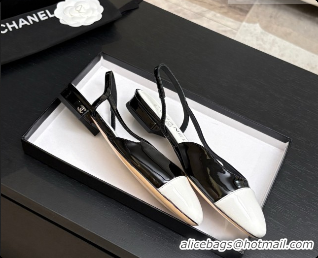 Low Price Chanel Patent Leather Slingbacks Flat CH072749 Black 2026
