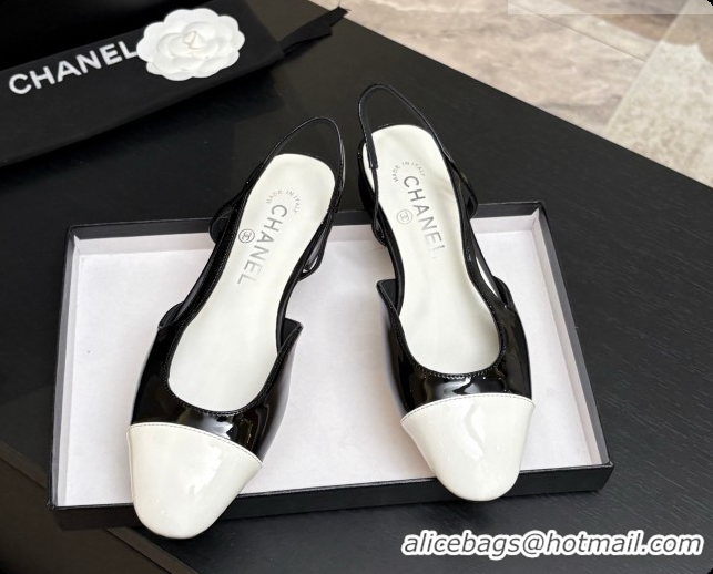Low Price Chanel Patent Leather Slingbacks Flat CH072749 Black 2026