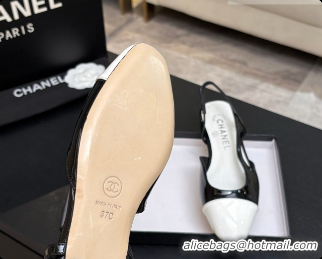 Low Price Chanel Patent Leather Slingbacks Flat CH072749 Black 2026