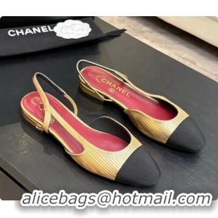 Pretty Style Chanel Gold Leather Slingbacks Flat CH072750 2026