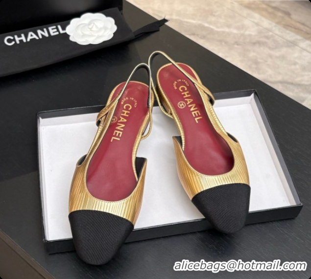 Pretty Style Chanel Gold Leather Slingbacks Flat CH072750 2026