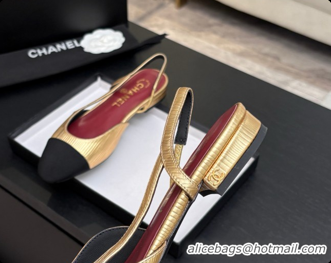 Pretty Style Chanel Gold Leather Slingbacks Flat CH072750 2026