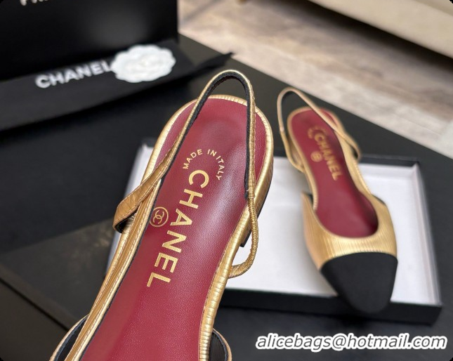 Pretty Style Chanel Gold Leather Slingbacks Flat CH072750 2026