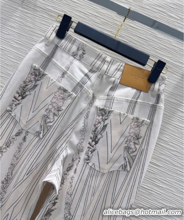 Top Quality Louis Vuitton Printed Cotton Pants LV042301 White 2026
