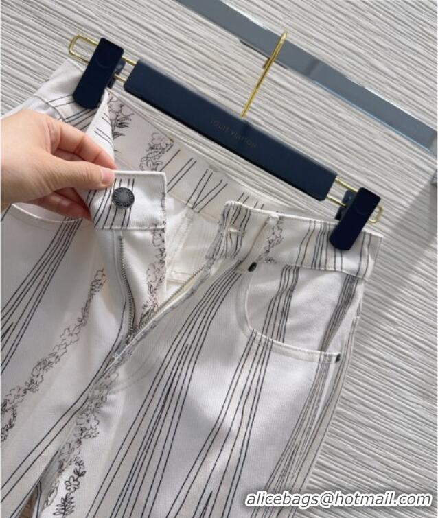 Top Quality Louis Vuitton Printed Cotton Pants LV042301 White 2026