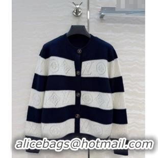 Top Grade Louis Vuitton Cashmere Cardigan LV081113 Deep Blue/White 2026