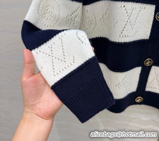 Top Grade Louis Vuitton Cashmere Cardigan LV081113 Deep Blue/White 2026