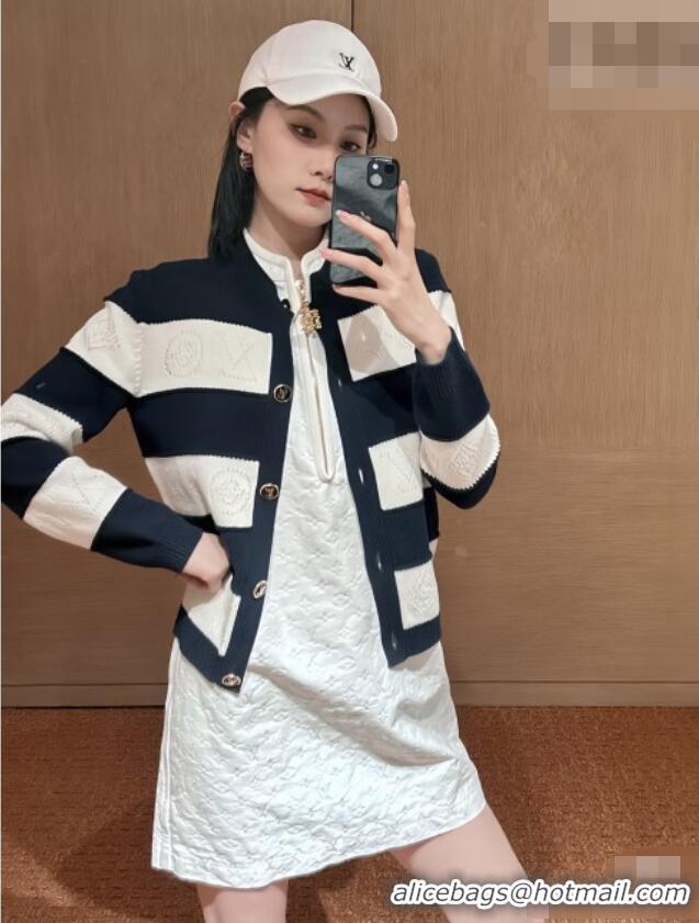 Top Grade Louis Vuitton Cashmere Cardigan LV081113 Deep Blue/White 2026