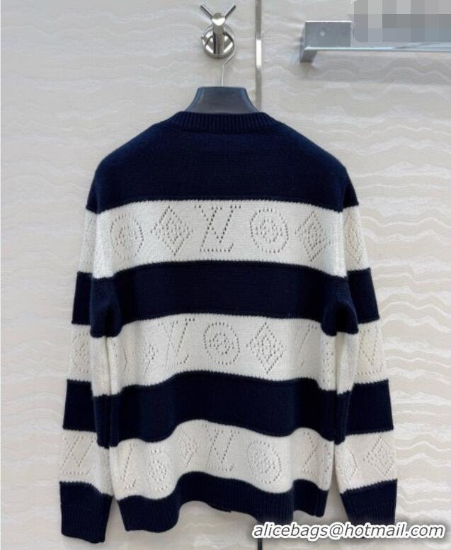 Top Grade Louis Vuitton Cashmere Cardigan LV081113 Deep Blue/White 2026
