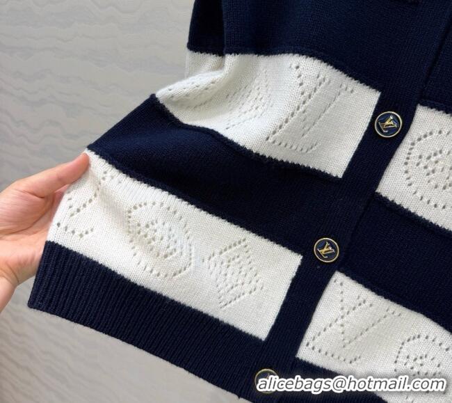Top Grade Louis Vuitton Cashmere Cardigan LV081113 Deep Blue/White 2026